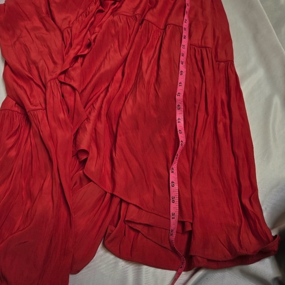 Ramy Brook Nicola Red One Shoulder Asymmetrical Midi Maxi Dress Size L - Picture 7 of 9
